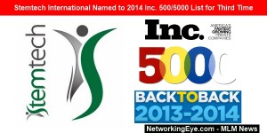Stemtech International Named to 2014 Inc under 500 List for Third Time